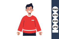 Young man with red sweater smiling and standing in front of Product Image 1