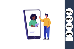Man interacting with woman on smartphone screen digital comm Product Image 1