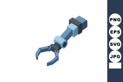 Robotic arm with mechanical claw gripping tool vector techno Product Image 1