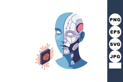 Artificial intelligence robot head with human and machine br Product Image 1