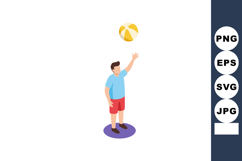 Boy playing with yellow and white beach ball in summer casua Product Image 1