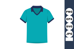 Blue polo shirt with navy collar and sleeve trim casual clot Product Image 1