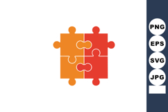 Four-piece puzzle vector icon in orange and red colors symbo Product Image 1