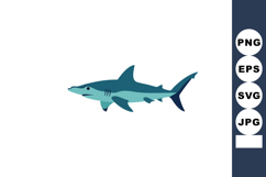 Hammerhead shark vector illustration with blue and teal colo Product Image 1