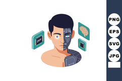 Cyborg man half human half robot with artificial intelligenc Product Image 1