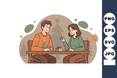 Couple celebrating Christmas with gift exchange and festive Product Image 1