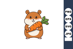 Cute brown hamster holding fresh orange carrot vector illust Product Image 1