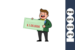 Young businessman holding oversized check smiling happy fina Product Image 1