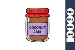 Coconut jam jar with red lid and purple label vector illustr Product Image 1