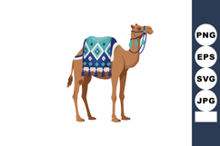 Camel with blue decorative saddle blanket vector illustratio Product Image 1