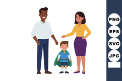 Family with child wearing superhero costume vector illustrat Product Image 1