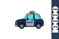 Police car illustration with blue and gray colors and red an Product Image 1