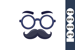 Mustache and Glasses Facial Features Vector Illustration wit Product Image 1
