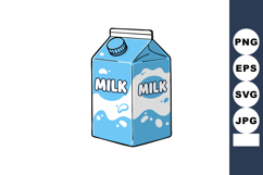 Milk carton packaging with blue and white colors vector illu Product Image 1