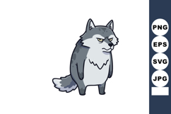 Gray wolf cartoon character with serious expression in vecto Product Image 1