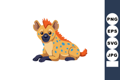 Hyena sitting cartoon character with orange mane and blue sp Product Image 1