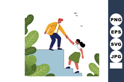 Helping hand support illustration of man helping woman climb Product Image 1