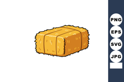 Hay Bale Vector Illustration with Yellow Straw in Cartoon St Product Image 1