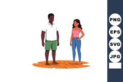Man and woman standing on dry cracked earth environmental aw Product Image 1
