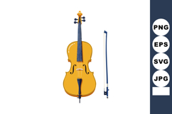 Violin and Bow Musical Instrument Classic String Music Vecto Product Image 1