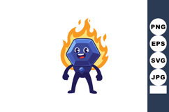 Hexagonal character with flaming head in cartoon style vecto Product Image 1