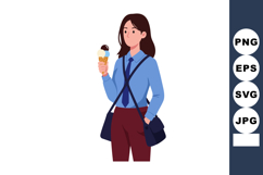 Young woman holding ice cream cone wearing casual office att Product Image 1