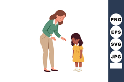 Woman comforting sad young girl in yellow dress vector illus Product Image 1