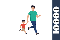 Father and son running together holding hands in casual clot Product Image 1