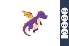 Purple dragon cartoon character flying with closed eyes and Product Image 1