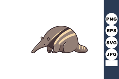 Cartoon anteater with stripes walking on white background ve Product Image 1