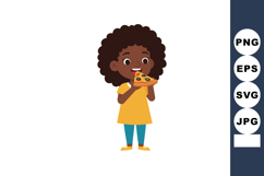 Girl enjoying slice of pizza in casual outfit vector illustr Product Image 1