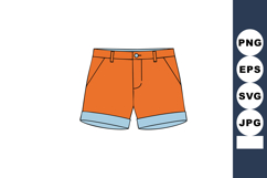 Orange shorts with blue cuffs casual summer clothing vector Product Image 1
