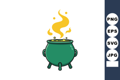 Green cauldron with yellow steam magical potion vector illus Product Image 1