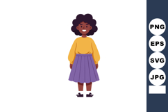Smiling young girl with curly hair wearing yellow sweater an Product Image 1