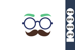 Mustache with round glasses and green eyebrows vector illust Product Image 1