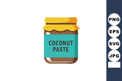 Coconut paste jar with yellow lid and blue label vector illu Product Image 1