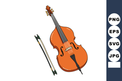 Double bass musical instrument with bow vector illustration Product Image 1