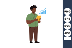 Man holding tablet analyzing business growth chart vector il Product Image 1