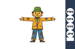 Scarecrow with green hat and patched clothing illustration v Product Image 1