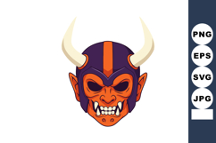 Demon Head with Horns and Helmet Vector Illustration for Fan Product Image 1