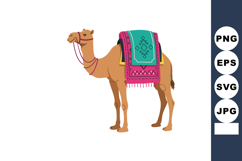 Camel with colorful saddle blanket vector illustration in si Product Image 1