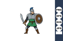 Medieval warrior soldier with sword and shield in armor vect Product Image 1