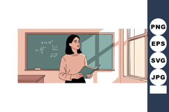 Female teacher explaining math formulas in classroom with na Product Image 1