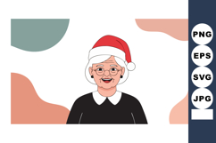 Elderly woman wearing red santa hat smiling with glasses and Product Image 1