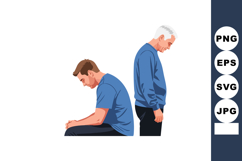 Two men showing sadness and disappointment in blue clothing Product Image 1