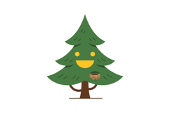 Cheerful green tree with a smile and a nest in its branches, Product Image 1