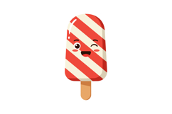 Cute smiling ice cream popsicle with red and white stripes, Product Image 1