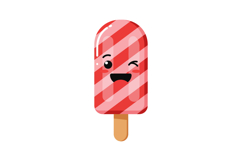 Cute smiling ice cream popsicle in striped red and white des Product Image 1