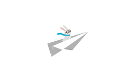 Happy rabbit wearing glasses flying on a paper airplane in a Product Image 1