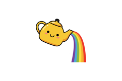 Whimsical yellow teapot pouring a vibrant rainbow in a playf Product Image 1